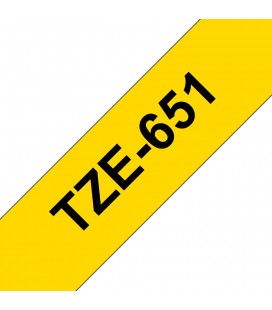 COMPATIBLE CON Brother TZe651 Cinta Laminada Generica de Etiquetas - Texto negro sobre fondo amarillo - Ancho 24mm x 8 metros