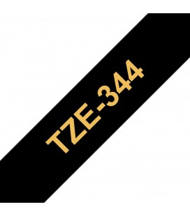 COMPATIBLE CON Brother TZe344 Cinta Laminada Generica de Etiquetas - Texto dorado sobre fondo negro - Ancho 18mm x 8 metros