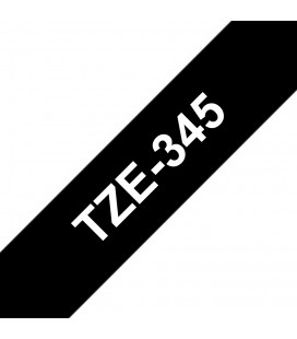 COMPATIBLE CON Brother TZe345 Cinta Laminada Generica de Etiquetas - Texto blanco sobre fondo negro - Ancho 18mm x 8 metros