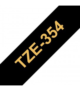COMPATIBLE CON Brother TZe354 Cinta Laminada Generica de Etiquetas - Texto dorado sobre fondo negro - Ancho 24mm x 8 metros