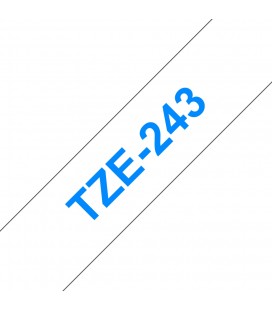 COMPATIBLE CON Brother TZe243 Cinta Laminada Generica de Etiquetas - Texto azul sobre fondo blanco - Ancho 18mm x 8 metros