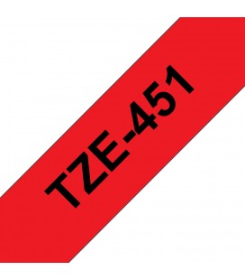 COMPATIBLE CON Brother TZe451 Cinta Laminada Generica de Etiquetas - Texto negro sobre fondo rojo - Ancho 24mm x 8 metros