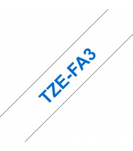 COMPATIBLE CON Brother TZeFA3 Cinta Textil Generica de Etiquetas - Texto azul sobre fondo blanco - Ancho 12mm x 3 metros