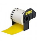 COMPATIBLE CON Brother DK44605 - Etiquetas Removibles Tamaño personalizado- 62mm x 30,48 m.-Texto negro sobre amarillo
